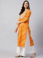 InWeave Women's Canary Orange Work Straight Kurta | Grocsy