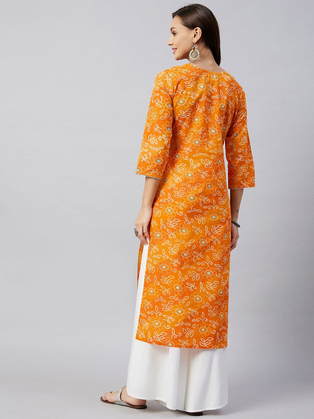 InWeave Women's Canary Orange Work Straight Kurta | Grocsy