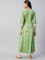 InWeave Women's Mint Green Mirror Work Anarkali Kurta | Grocsy