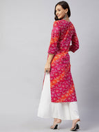 InWeave Women's Pink Orange Shaded Work Straight Kurta | Grocsy