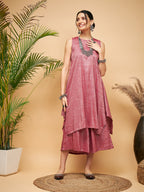 InWeave Wine Lurex Short Kurta | Grocsy