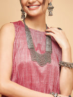 InWeave Wine Lurex Short Kurta | Grocsy