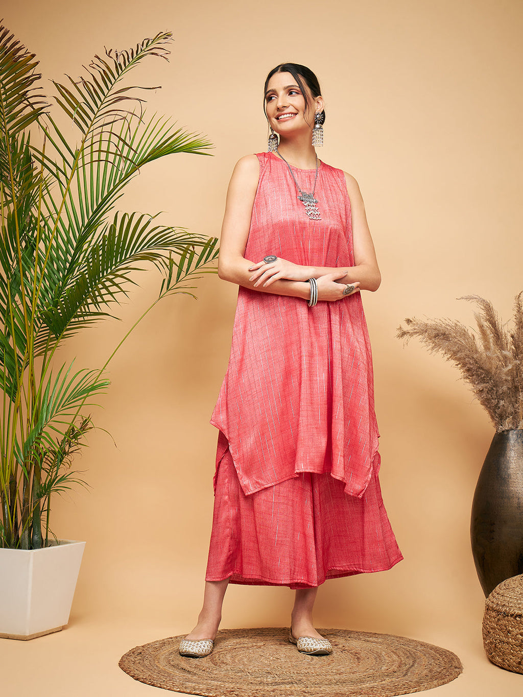 InWeave Red Lurex Short Kurta | Grocsy
