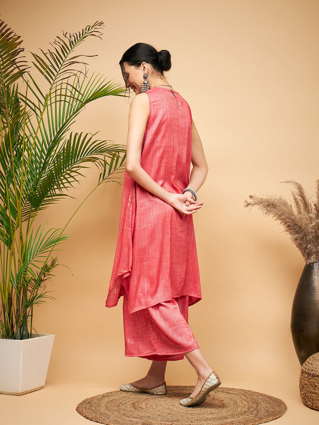 InWeave Red Lurex Short Kurta | Grocsy