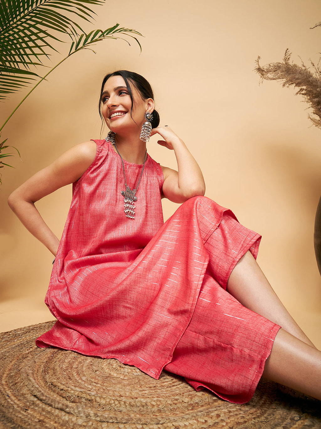 InWeave Red Lurex Short Kurta | Grocsy