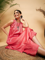 InWeave Red Lurex Short Kurta | Grocsy
