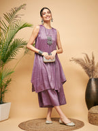 InWeave Mauve Lurex Short Kurta | Grocsy