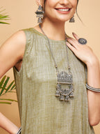 InWeave Olive Lurex Short Kurta | Grocsy