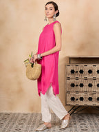 InWeave Fuchsia Short Kurta | Grocsy