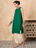 InWeave Forest Green Short Kurta | Grocsy