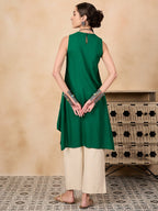 InWeave Forest Green Short Kurta | Grocsy