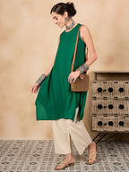 InWeave Forest Green Short Kurta | Grocsy