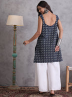 InWeave Black Ikkat Kantha Kurta | Grocsy