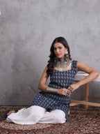 InWeave Black Ikkat Kantha Kurta | Grocsy