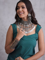 InWeave Emerald Green Kantha Striped Kurta | Grocsy