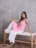 InWeave Pink Kantha Striped Kurta | Grocsy