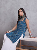 InWeave Blue Ikkat Kantha Kurta | Grocsy