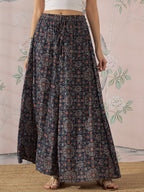 InWeave Navy Maroon Ajrakh Fr Skirt | Grocsy