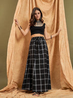 InWeave Black Plaid Check Skirt | Grocsy