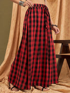InWeave Black Red Check Skirt | Grocsy