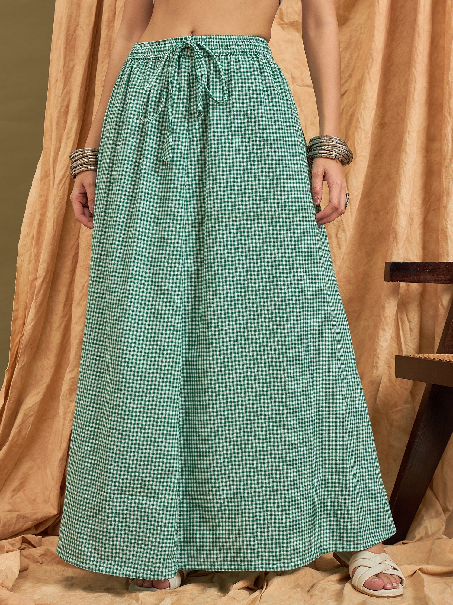 InWeave Green Small Check Skirt | Grocsy
