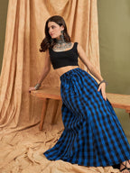 InWeave Ink Blue Black Check Skirt | Grocsy