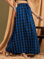 InWeave Ink Blue Black Check Skirt | Grocsy