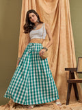 InWeave Light Blue Big Check Skirt | Grocsy