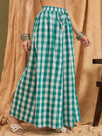 InWeave Light Blue Big Check Skirt | Grocsy