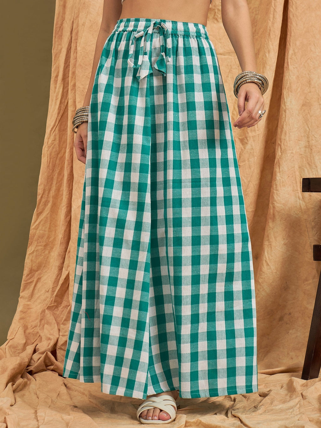 InWeave Light Blue Big Check Skirt | Grocsy
