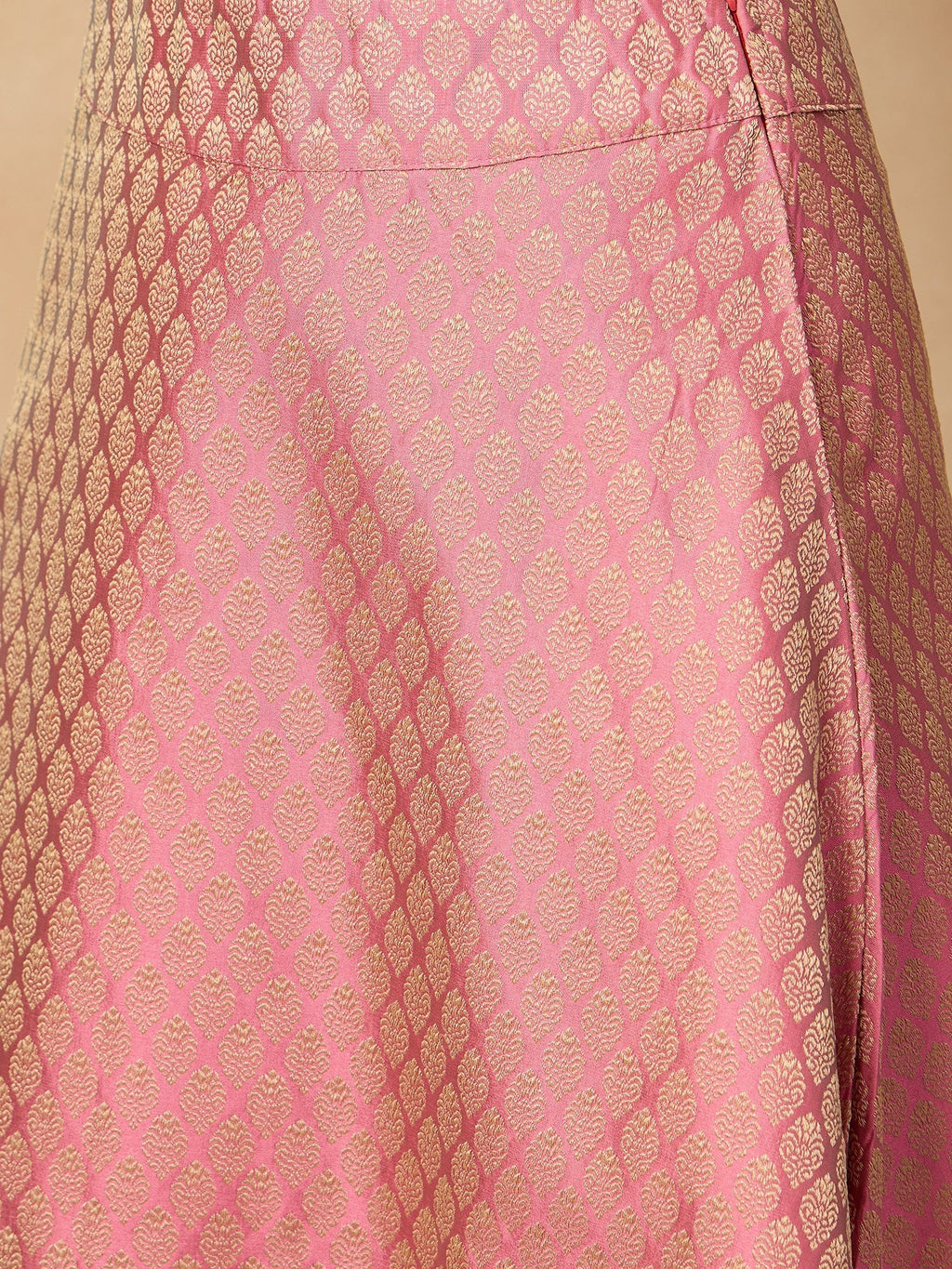 InWeave Light Pink Brocade Side Slit Skirt | Grocsy