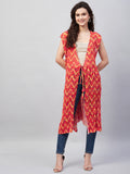 InWeave Women's Orange Pleated Georgette Shrug | Grocsy