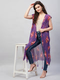 InWeave Women's Purple Pleated Georgette Shrug | Grocsy