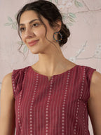 InWeave Maroon Striped Kantha W/S Top | Grocsy