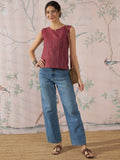 InWeave Maroon Striped Kantha W/S Top | Grocsy