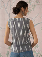 InWeave Grey Ikkat Kantha W/S Top | Grocsy