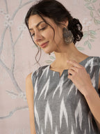 InWeave Grey Ikkat Kantha W/S Top | Grocsy