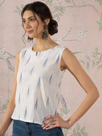 InWeave White Blue Ikkat W/S Top | Grocsy