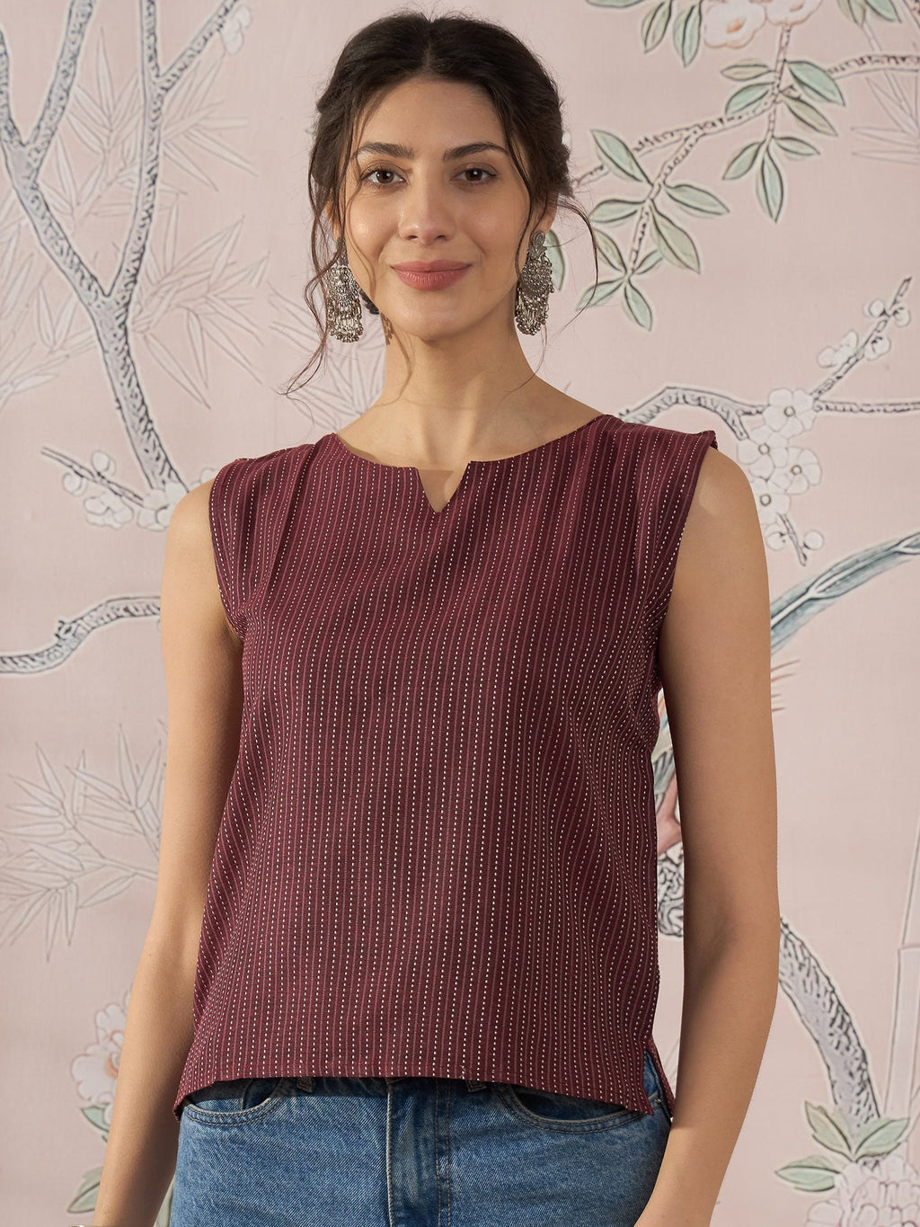 InWeave Wine Kantha W/S Top | Grocsy