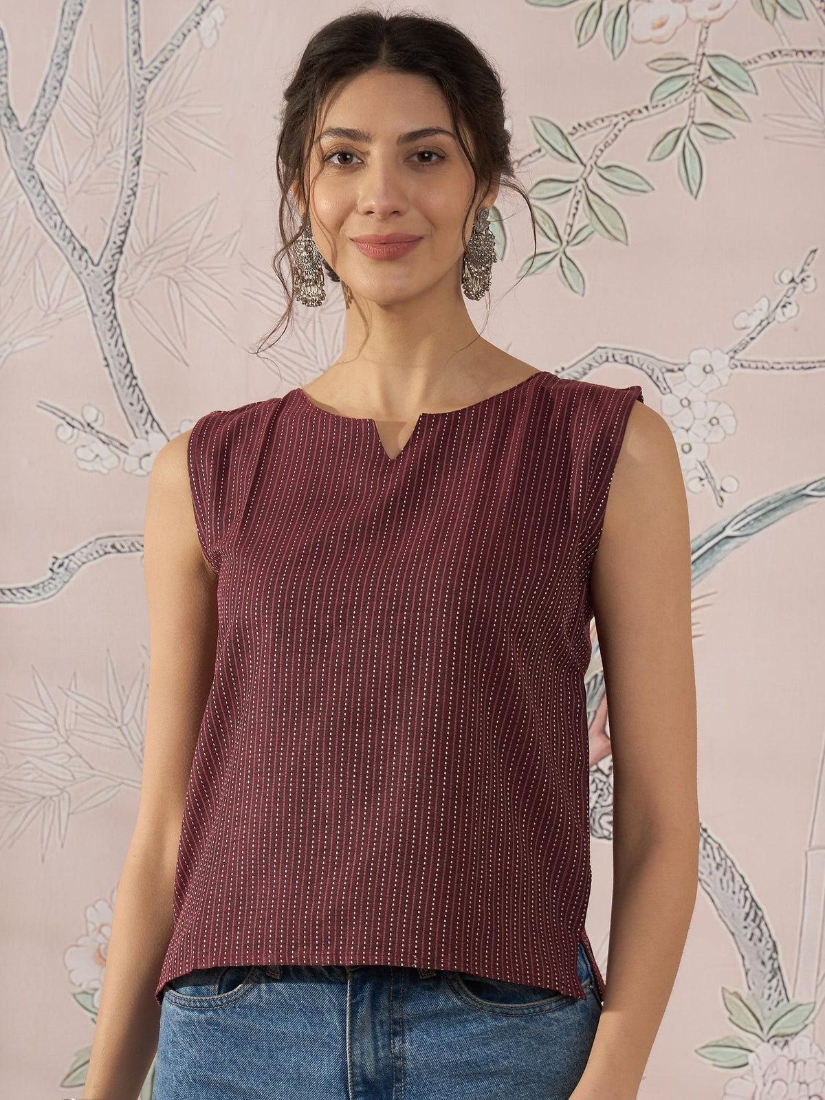 InWeave Wine Kantha W/S Top | Grocsy