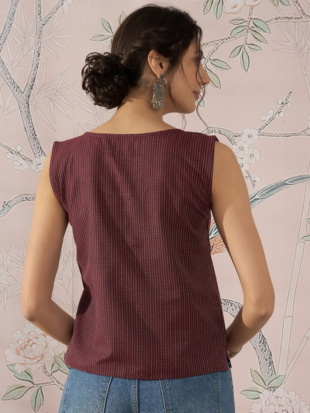 InWeave Wine Kantha W/S Top | Grocsy