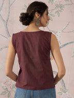 InWeave Wine Kantha W/S Top | Grocsy