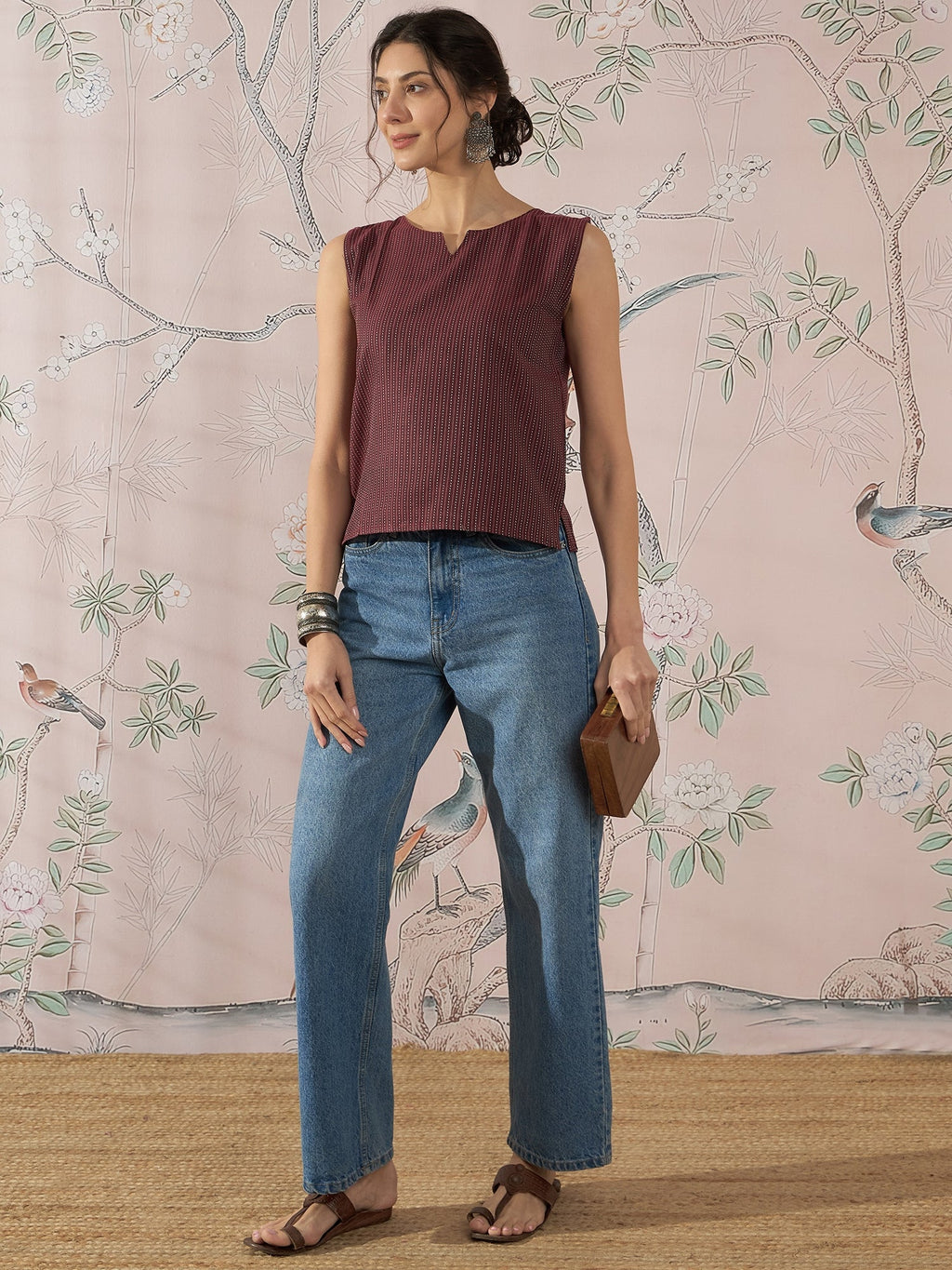 InWeave Wine Kantha W/S Top | Grocsy