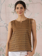InWeave Mustard Foil Print W/S Top | Grocsy