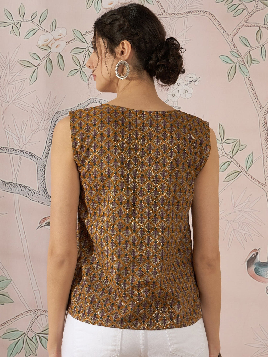 InWeave Mustard Foil Print W/S Top | Grocsy