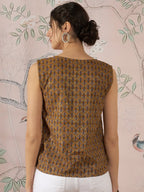 InWeave Mustard Foil Print W/S Top | Grocsy