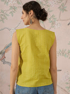 InWeave Light Yellow Kantha W/S Top | Grocsy