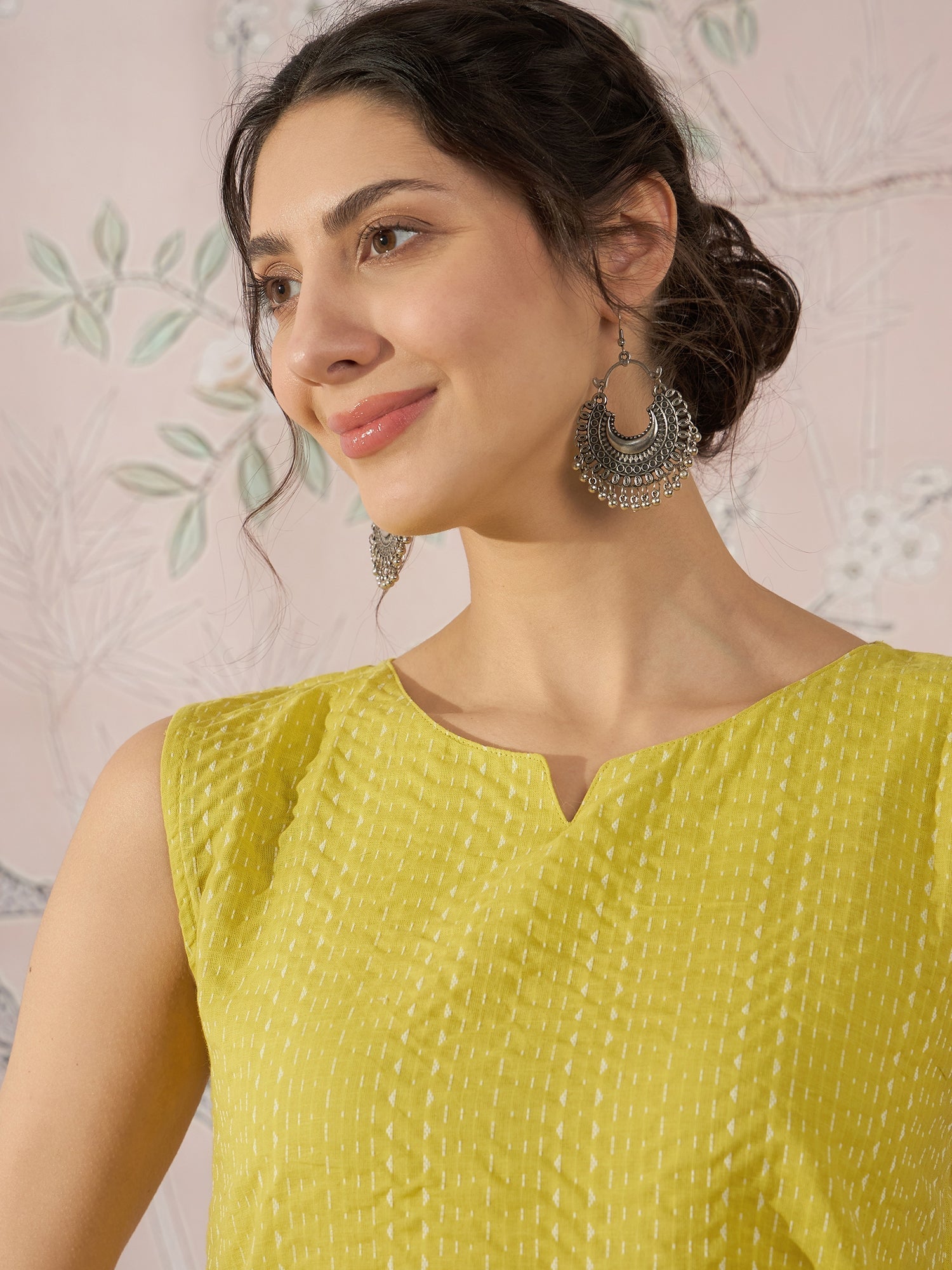 InWeave Light Yellow Kantha W/S Top | Grocsy