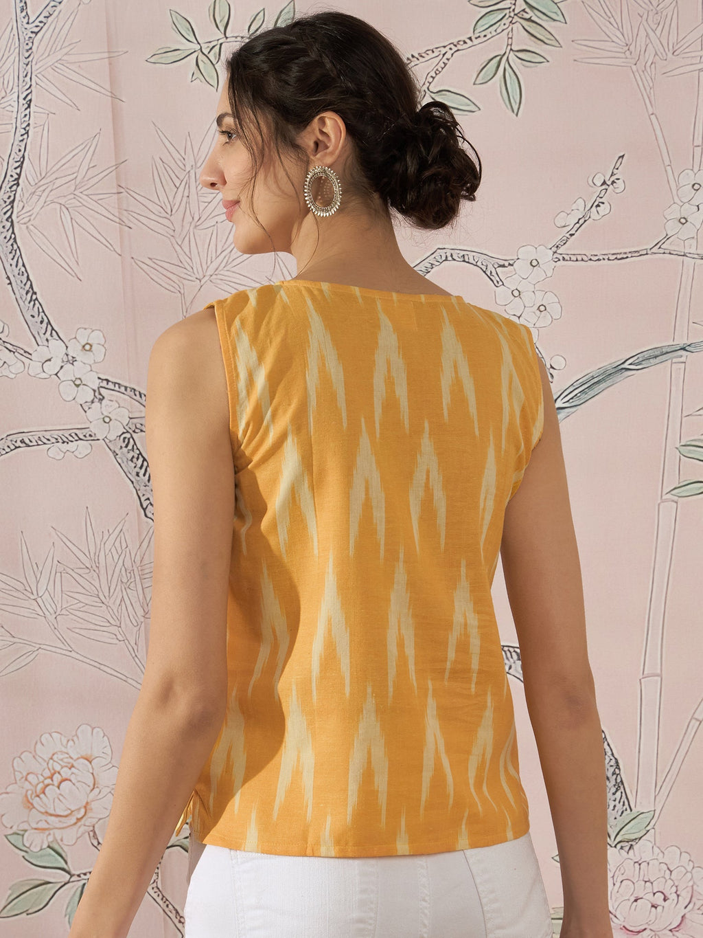 InWeave Yellow Ikkat W/S Top | Grocsy