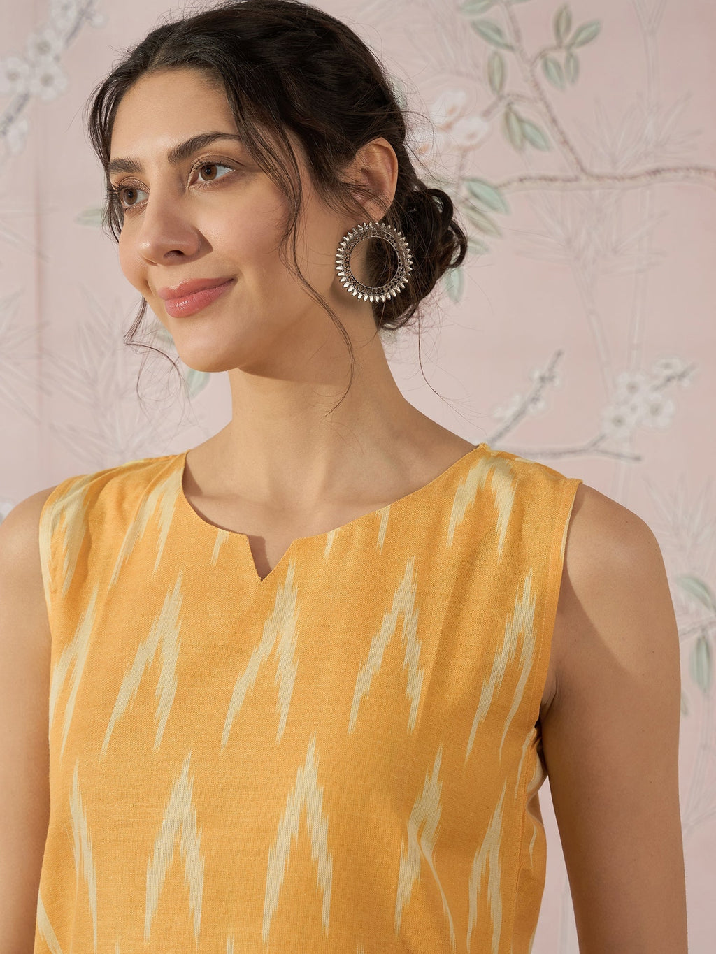 InWeave Yellow Ikkat W/S Top | Grocsy
